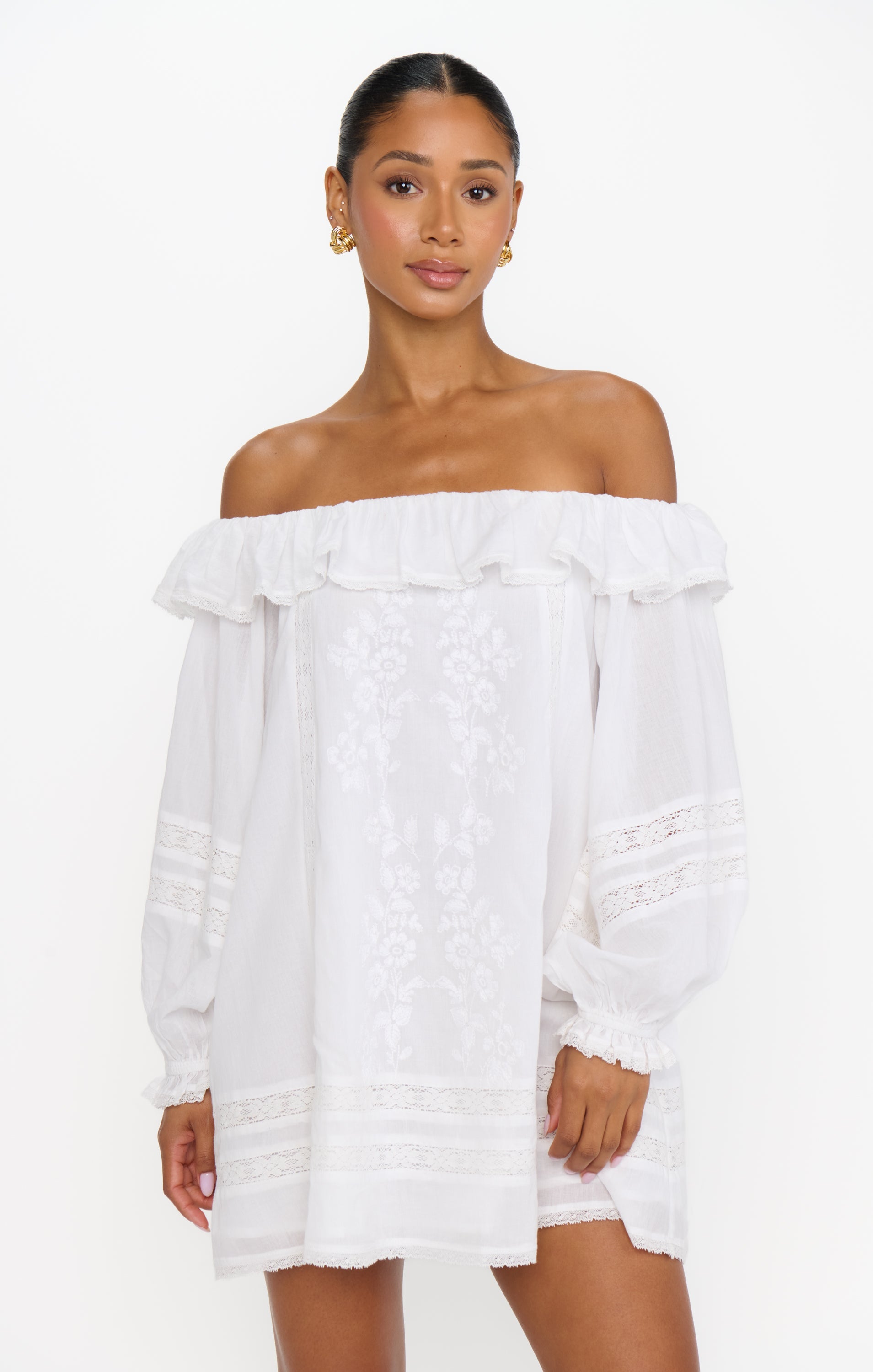 Meadow Mini Dress ~ Cream Voile Trim