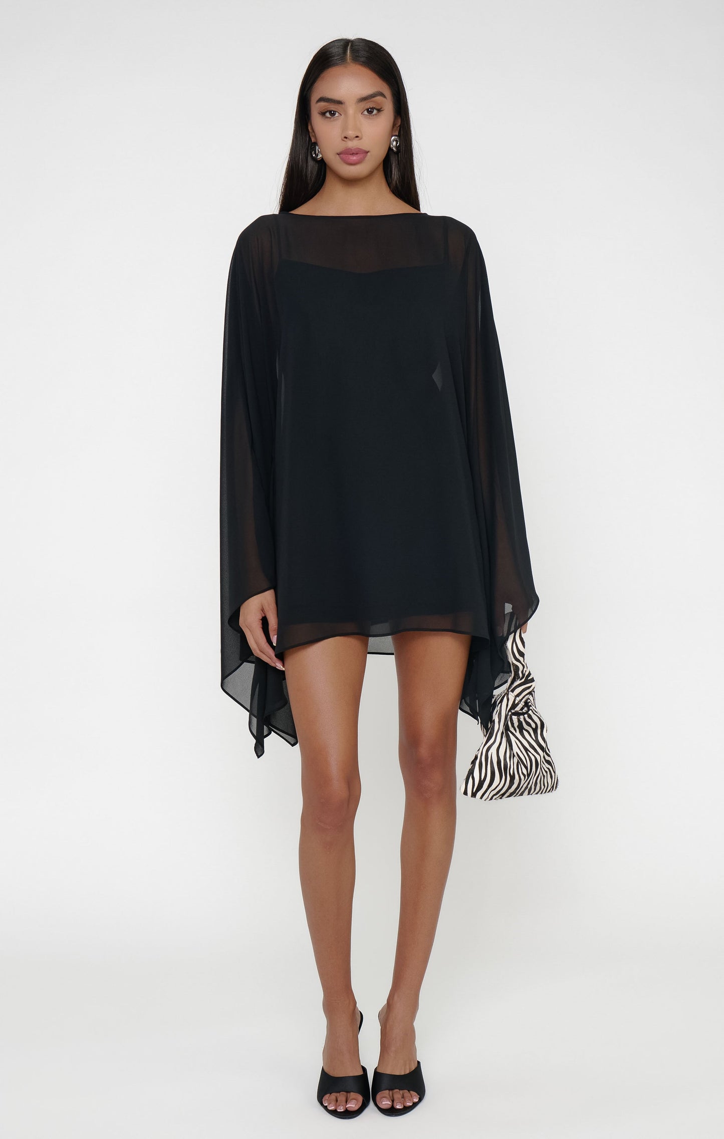 Olsen Mini Dress ~ Black Chiffon