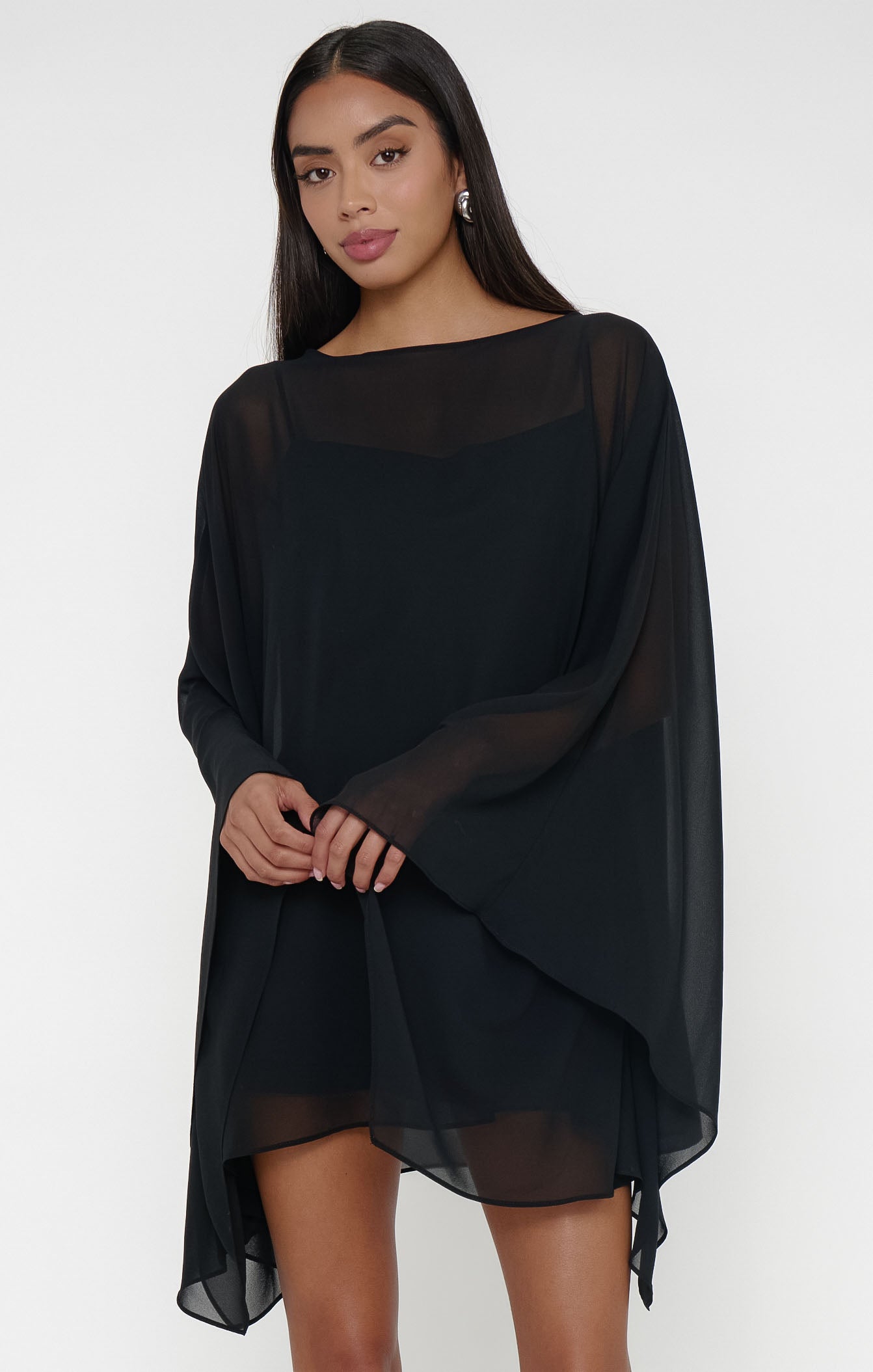 Olsen Mini Dress ~ Black Chiffon