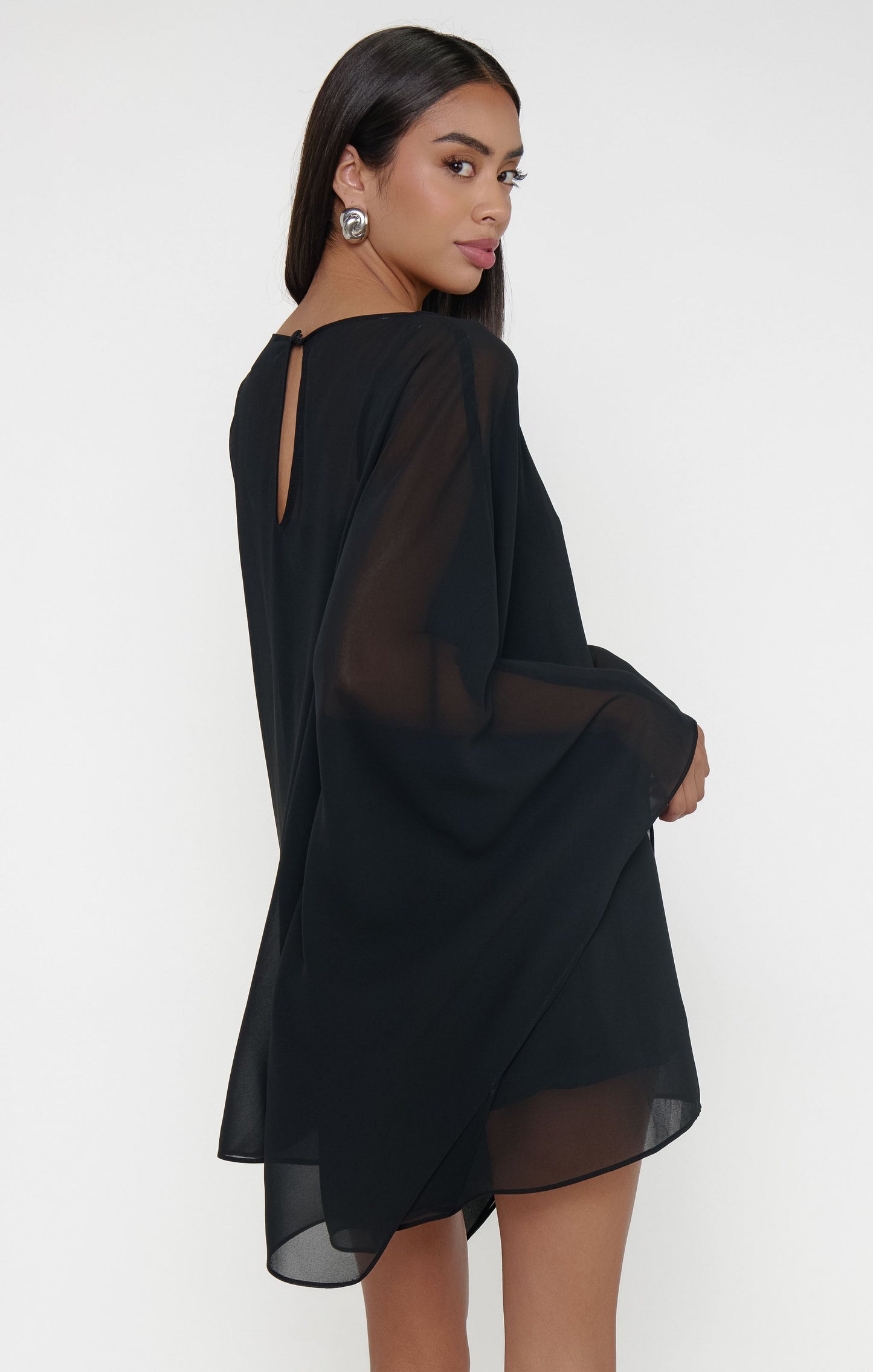 Olsen Mini Dress ~ Black Chiffon