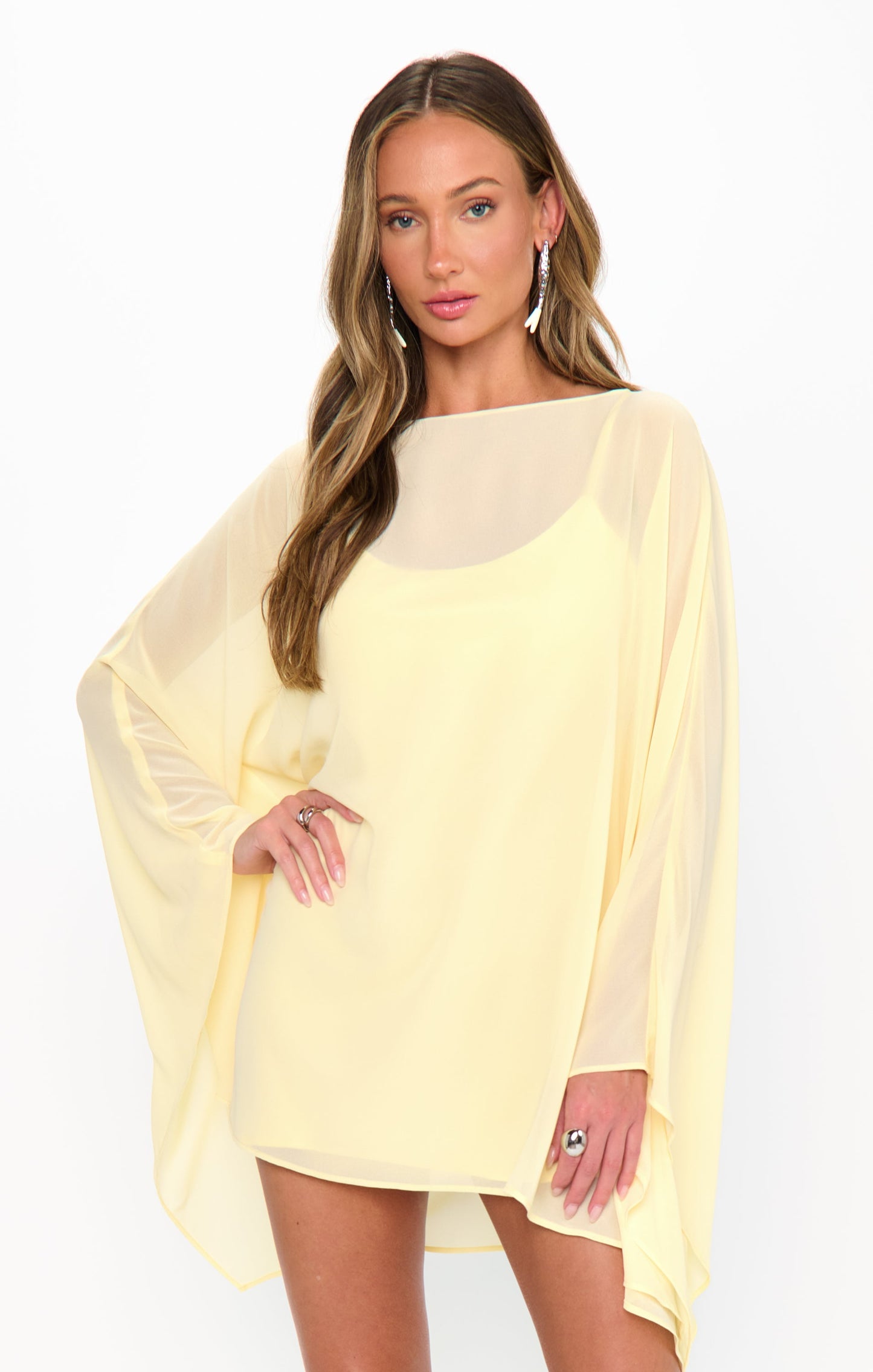 Olsen Mini Dress ~ Pale Yellow Chiffon