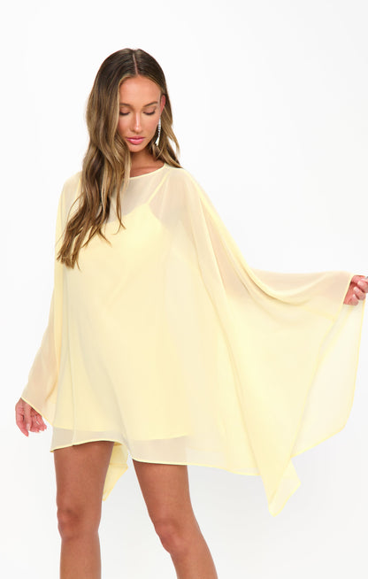 Olsen Mini Dress ~ Pale Yellow Chiffon