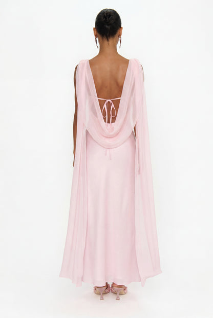 Maya Midi Dress ~ Powder Pink Luxe Satin