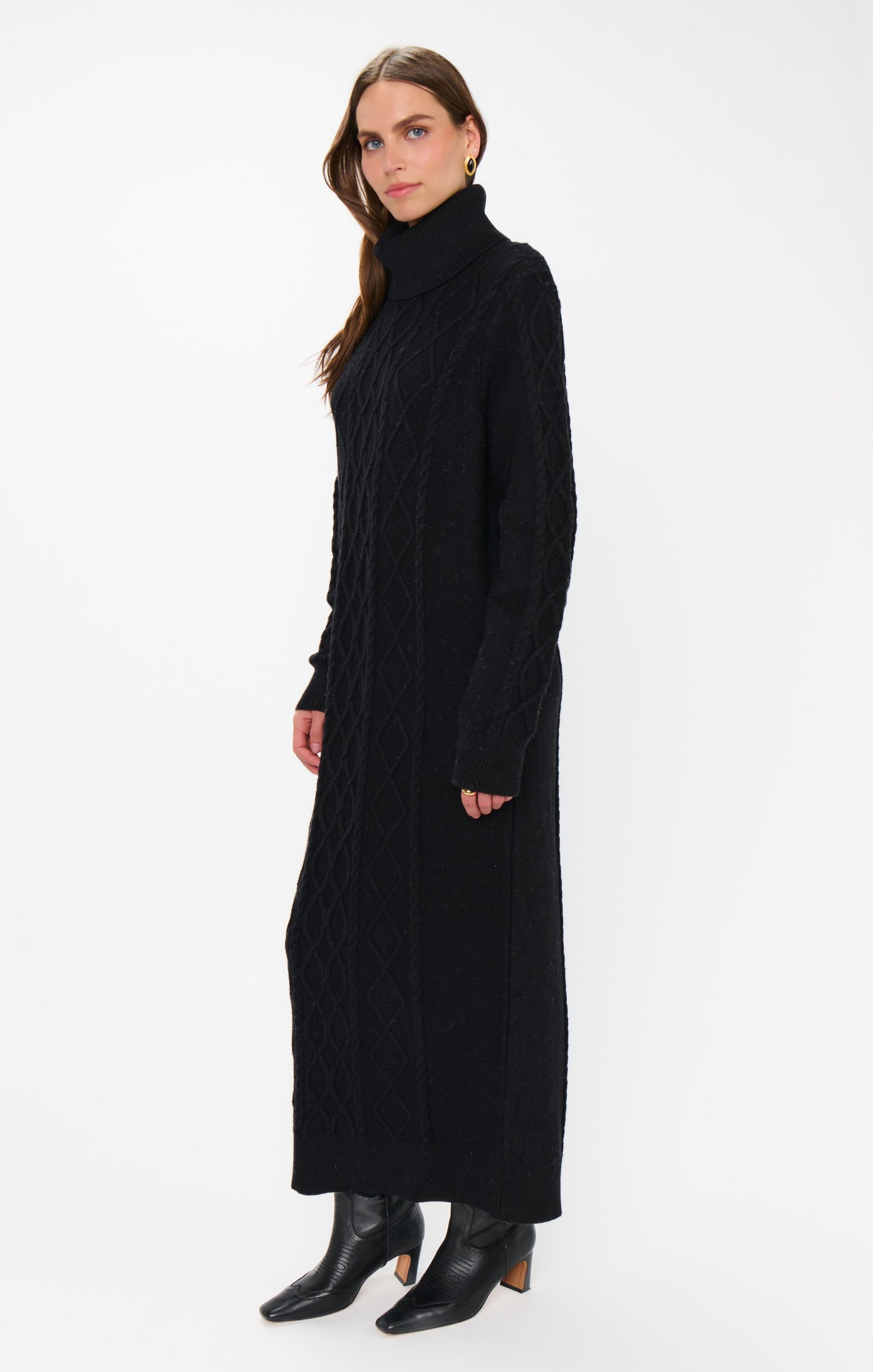 Montreal Midi Dress ~ Black Cable Knit