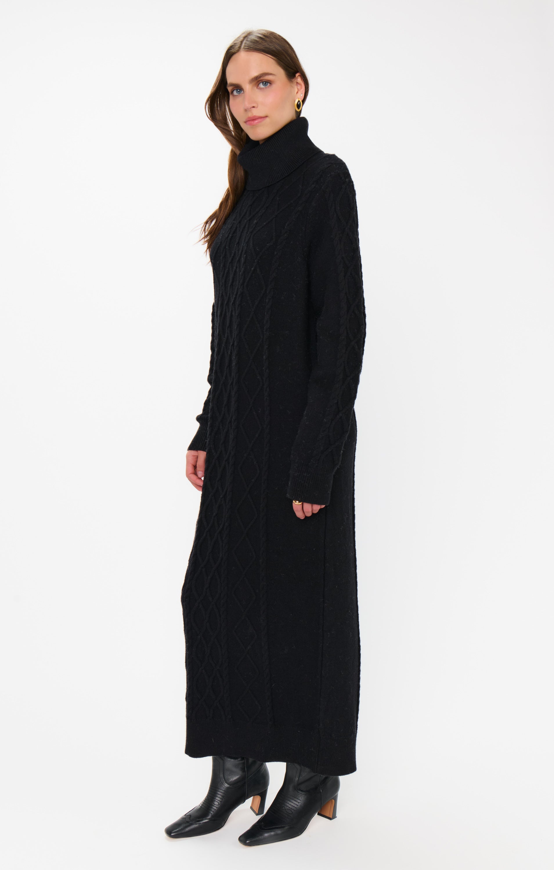 Montreal Midi Dress ~ Black Cable Knit