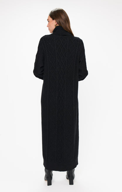 Montreal Midi Dress ~ Black Cable Knit