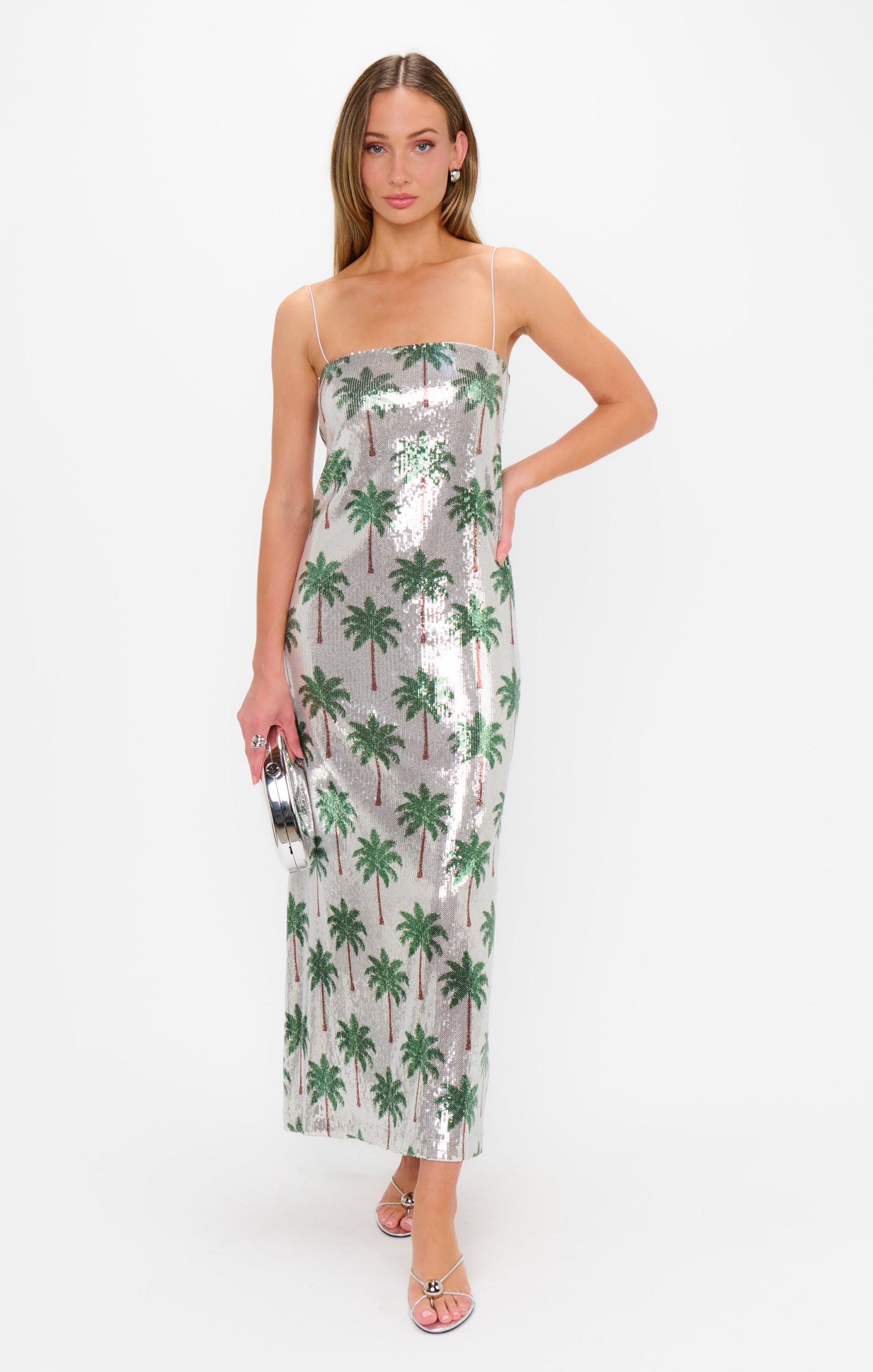 Lizzy Midi Dress ~ Disco Palm Sequins