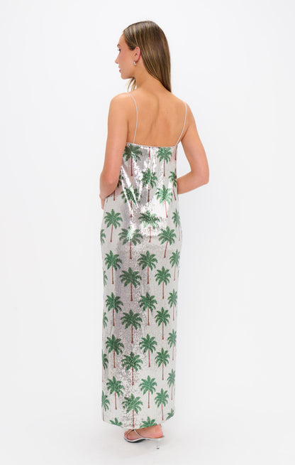 Lizzy Midi Dress ~ Disco Palm Sequins
