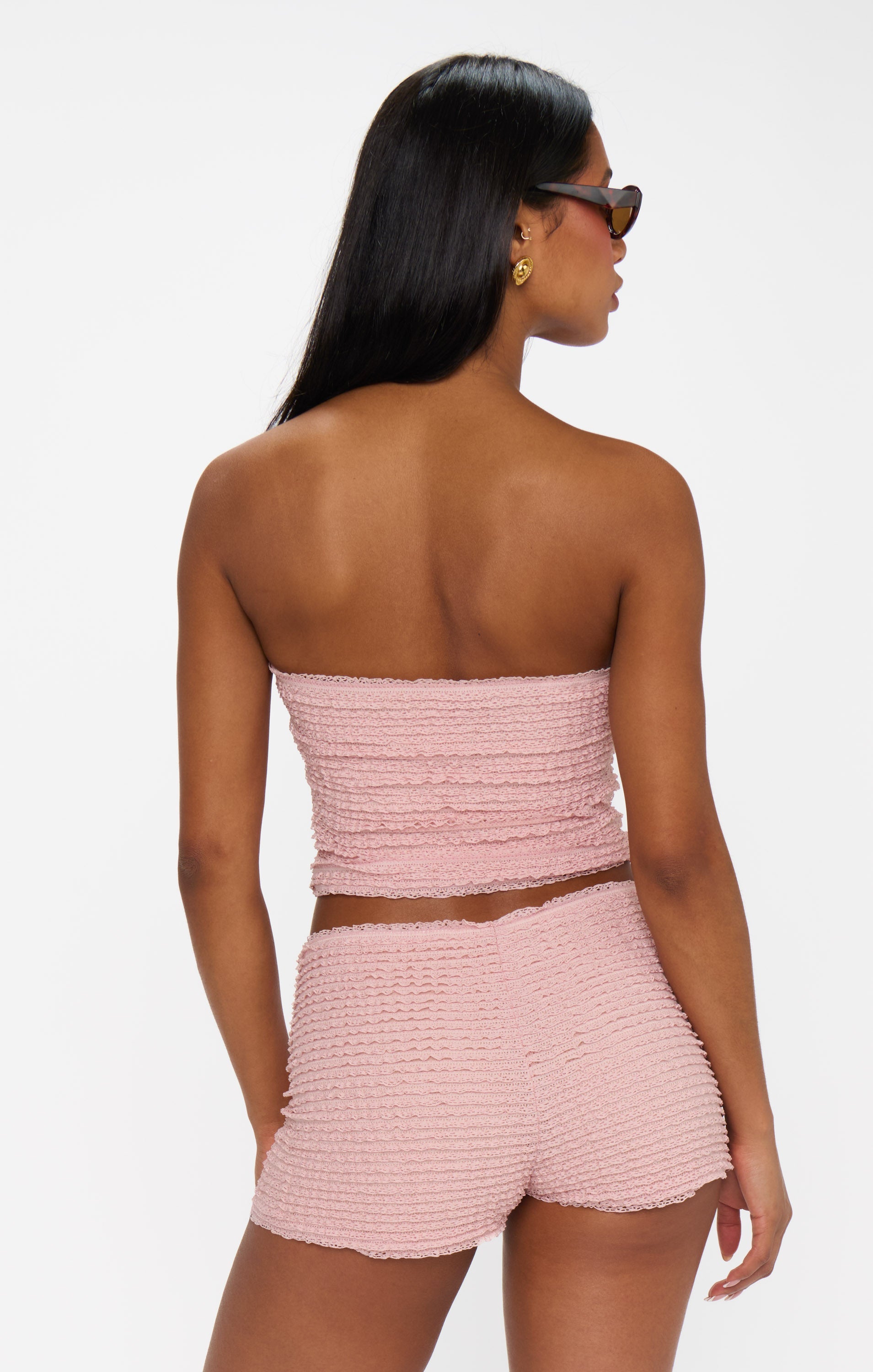 Nicki Tube Top ~ Pink Ruffle Lace