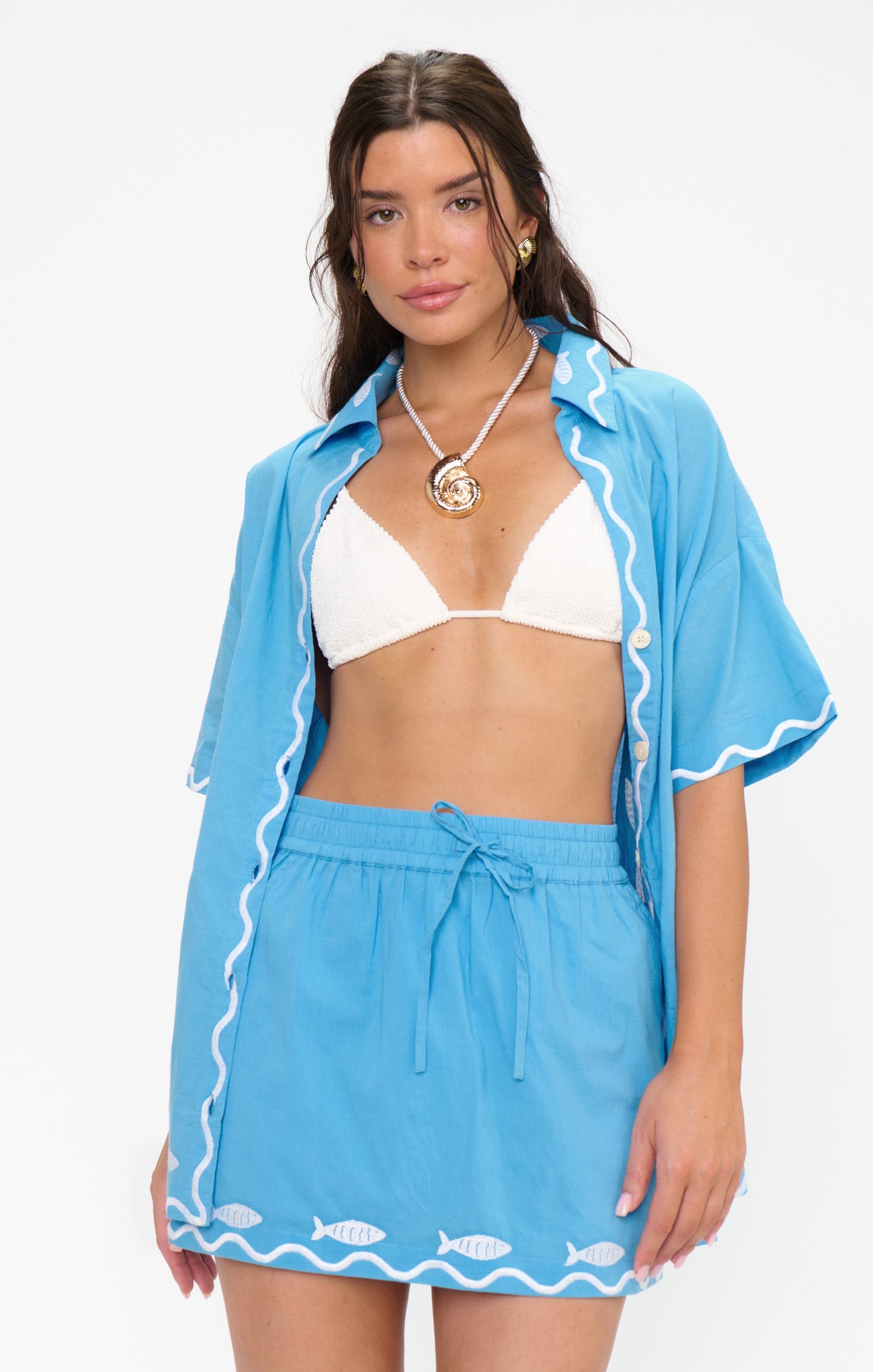 Parker Button Down ~ Blue Fish Embroidery