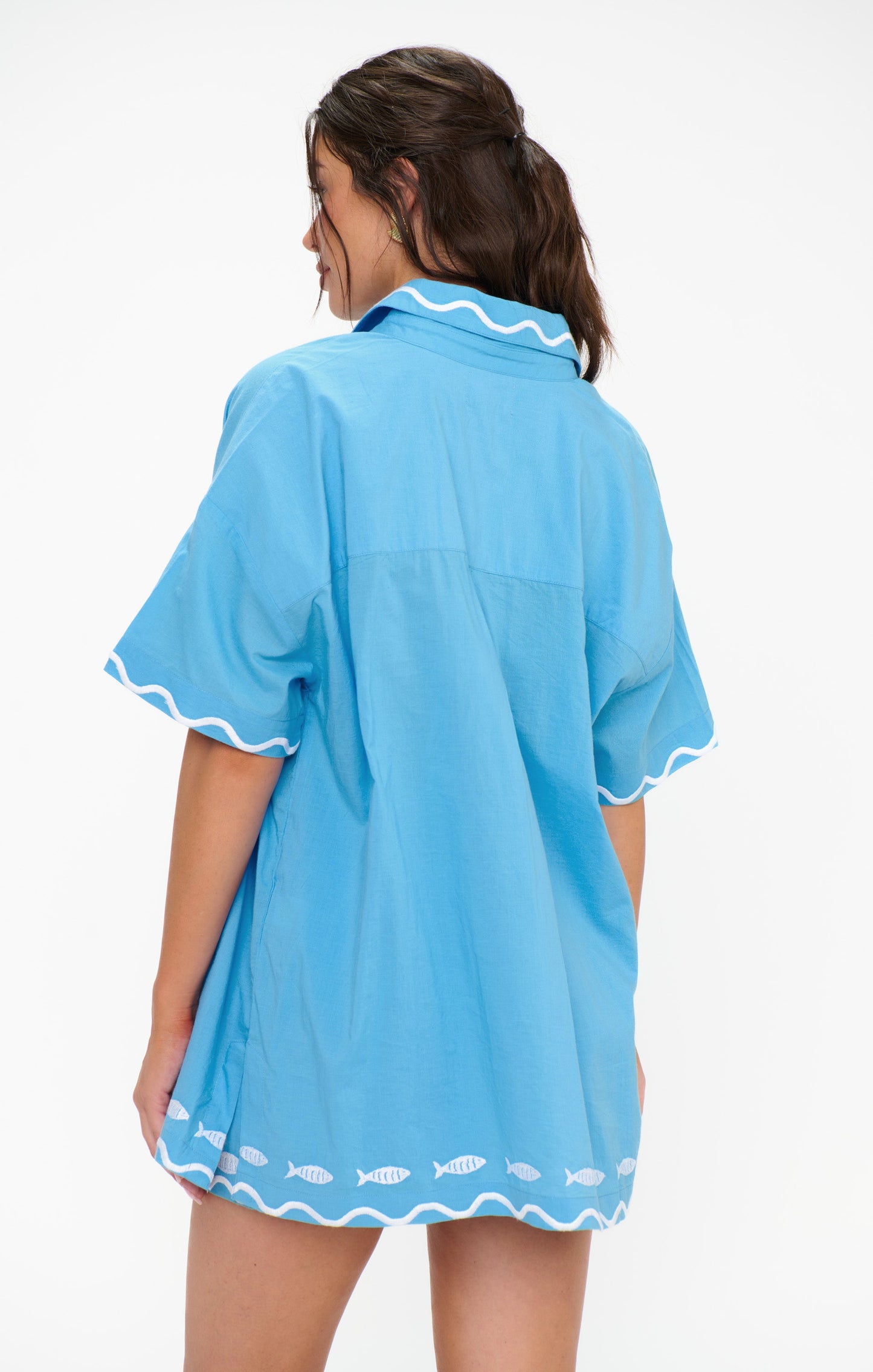 Parker Button Down ~ Blue Fish Embroidery