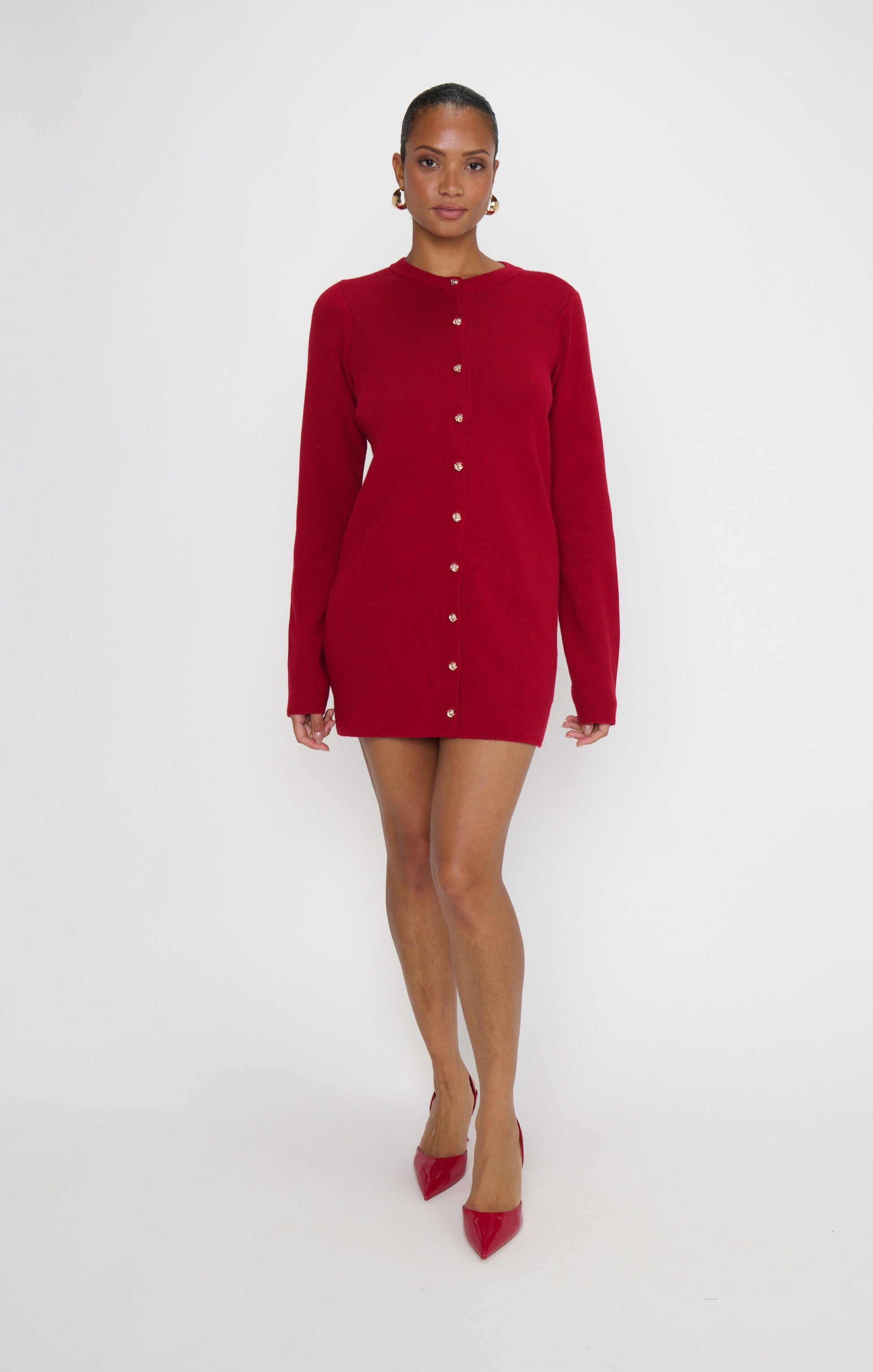 Marguerite Cardigan Dress ~ Lover Red Knit