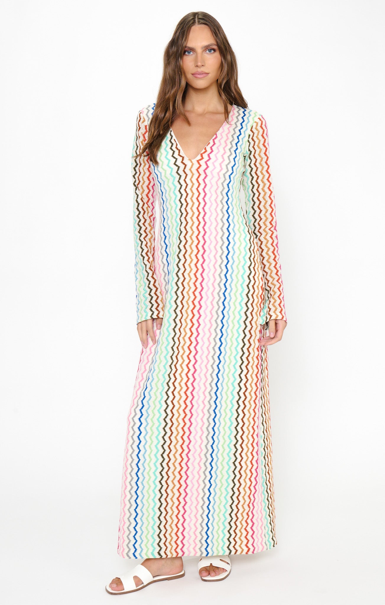 Lopez Maxi Dress ~ Rainbow Zigzag Crochet