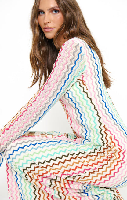 Lopez Maxi Dress ~ Rainbow Zigzag Crochet