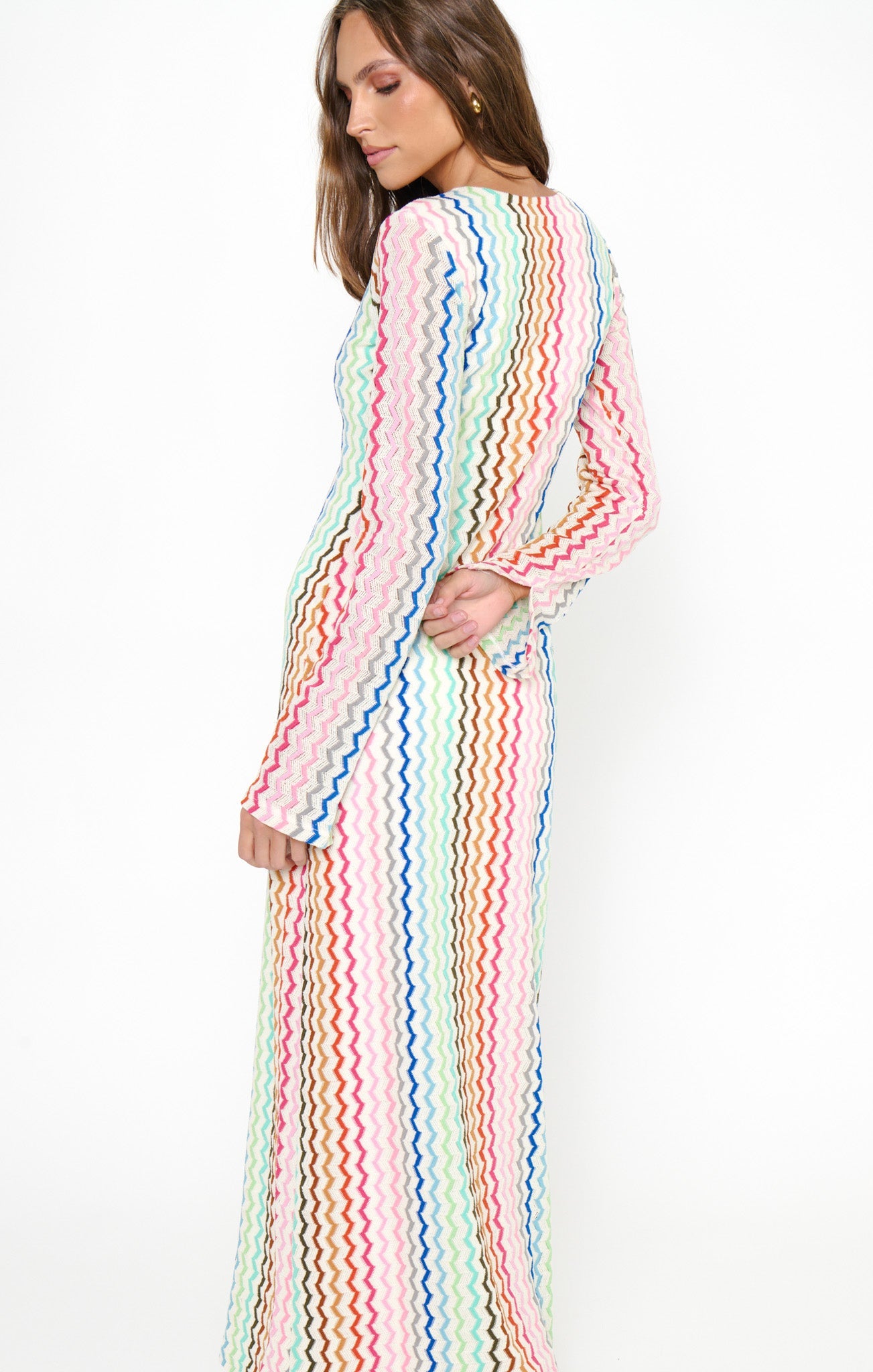 Lopez Maxi Dress ~ Rainbow Zigzag Crochet