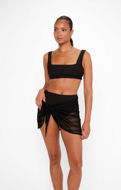 Lido Sarong ~ Black Crochet