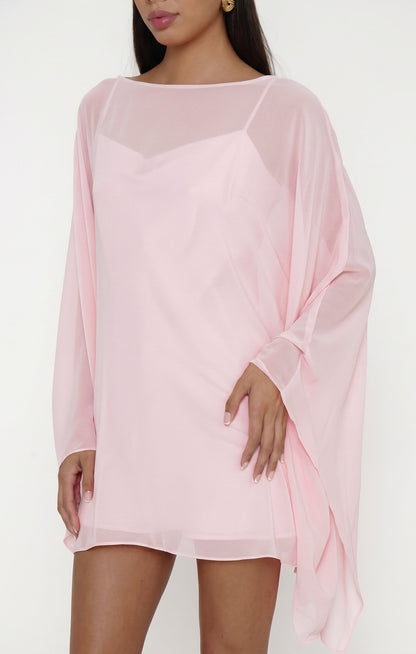 Olsen Mini Dress ~ Powder Pink Chiffon
