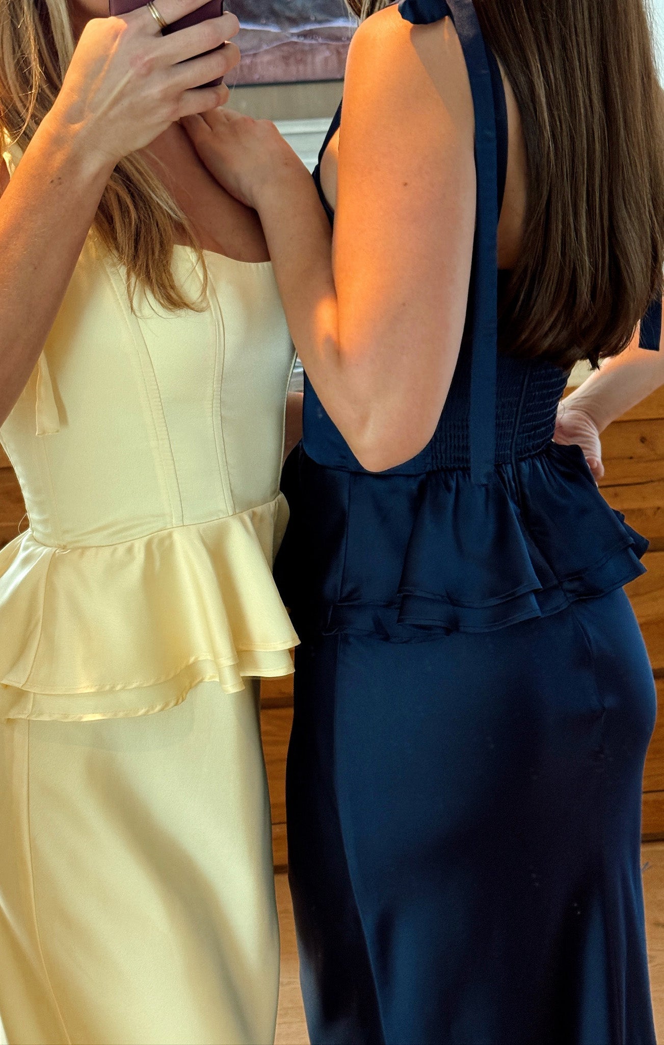 Pauline Peplum Dress ~ Midnight Navy Luxe Satin