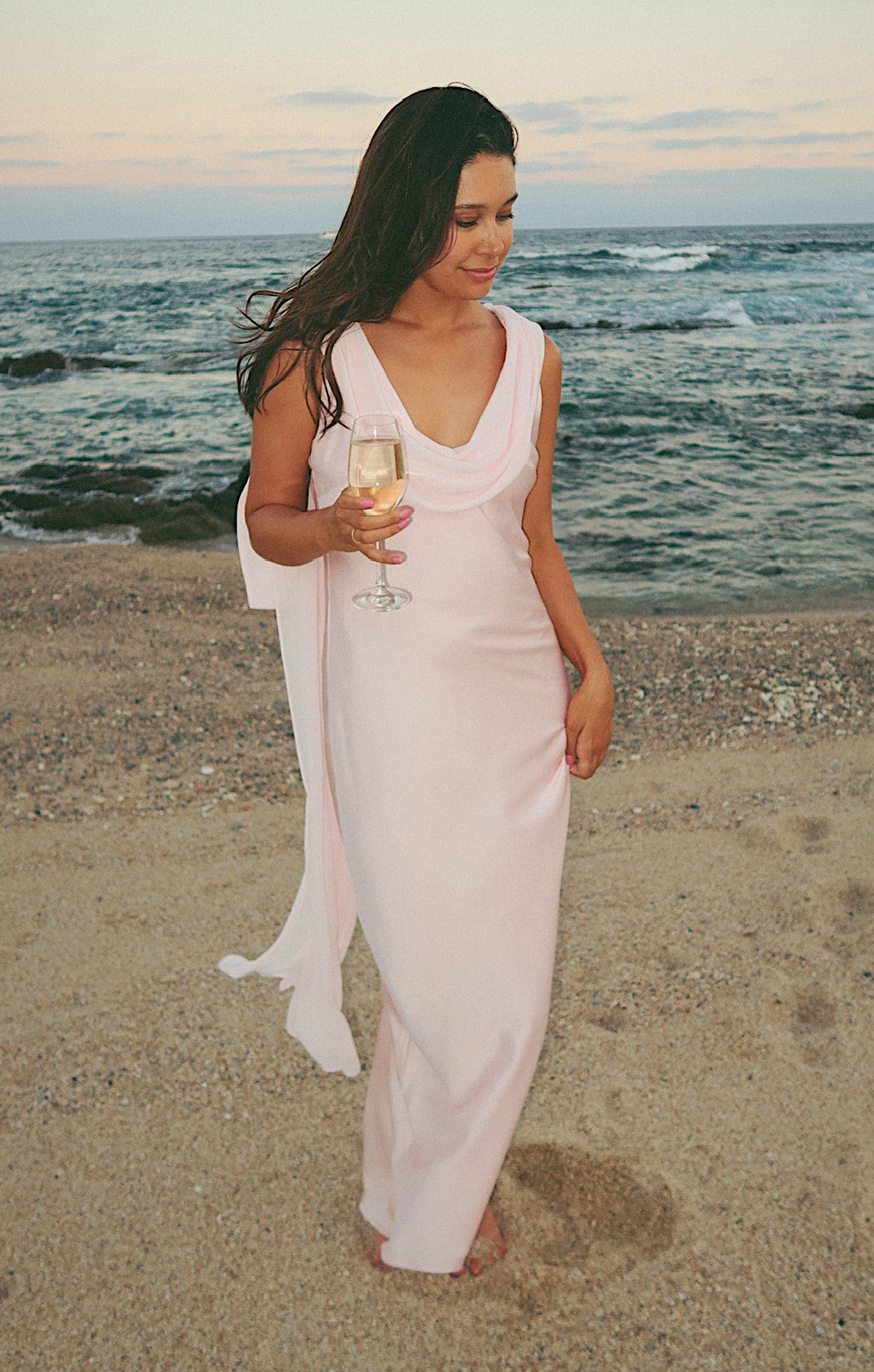 Maya Midi Dress ~ Powder Pink Luxe Satin