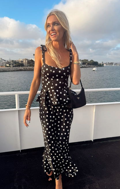 Pauline Peplum Dress ~ Polka Dot