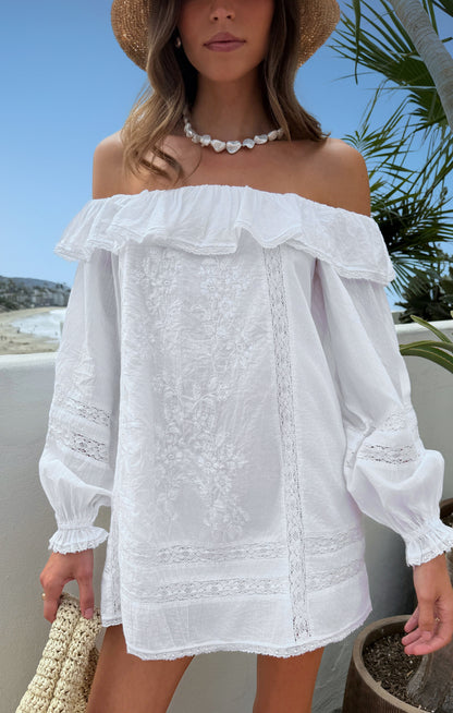 Meadow Mini Dress ~ Cream Voile Trim