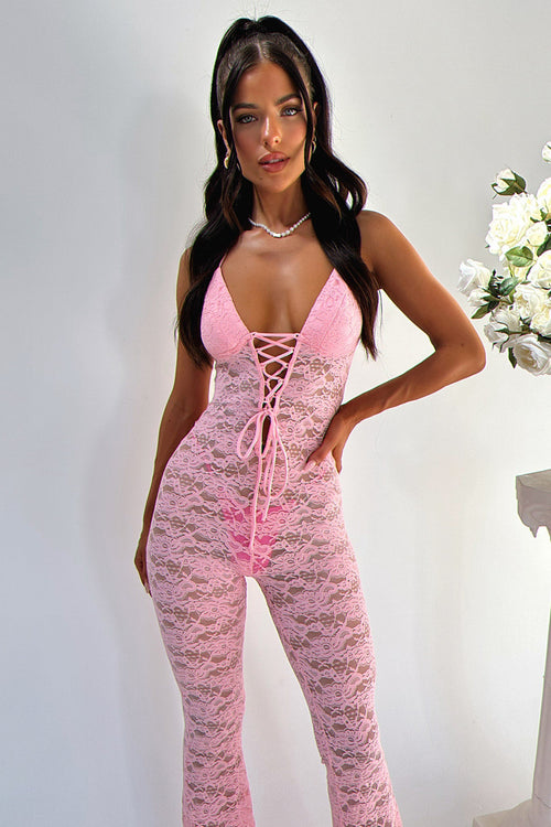 Alfonzo Lace Jumpsuit - Baby Pink