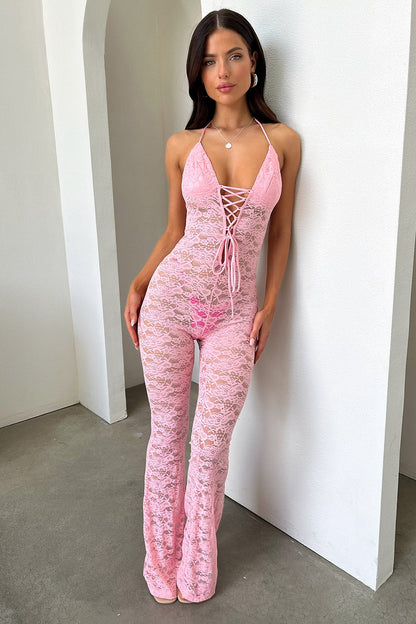 Alfonzo Lace Jumpsuit - Baby Pink