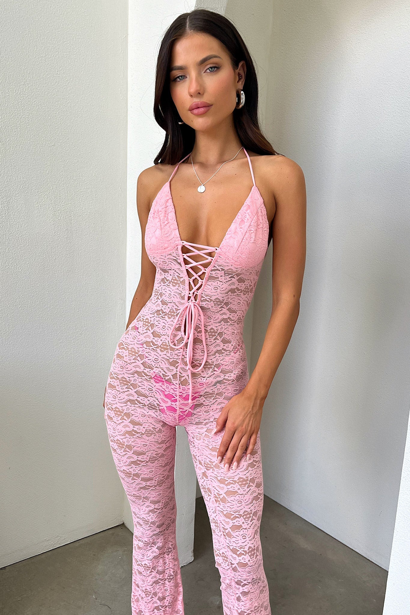 Alfonzo Lace Jumpsuit - Baby Pink