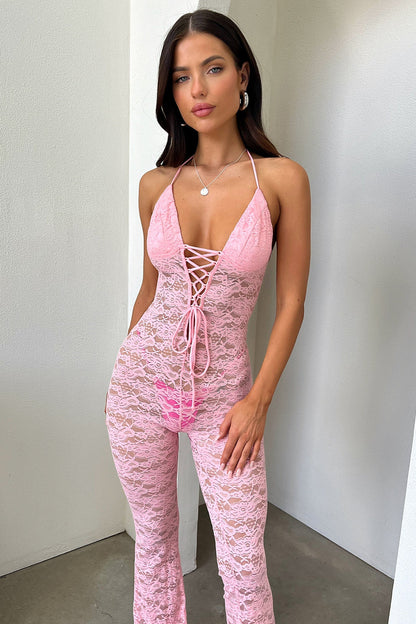 Alfonzo Lace Jumpsuit - Baby Pink
