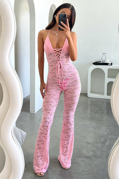 Alfonzo Lace Jumpsuit - Baby Pink
