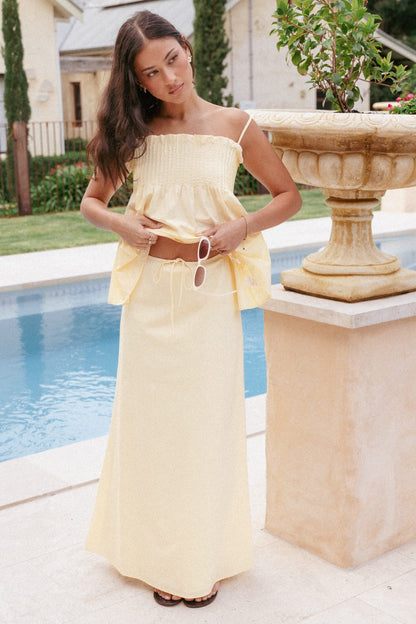Elena Cotton Maxi Skirt - Butter Yellow