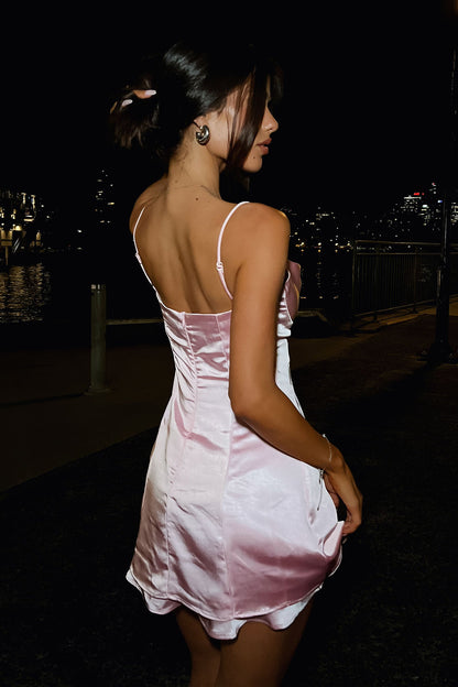 Cecilia Satin Mini Dress - Baby Pink