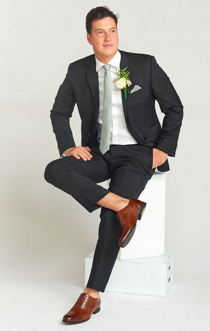 Nico Neck Tie ~ Silver Sage Dot
