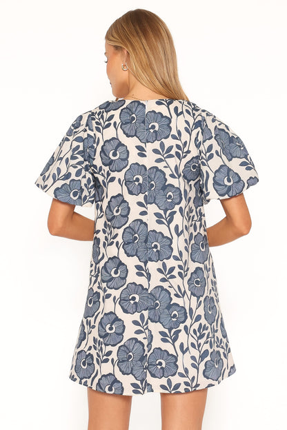 Bertine Mini Dress - Blue Floral