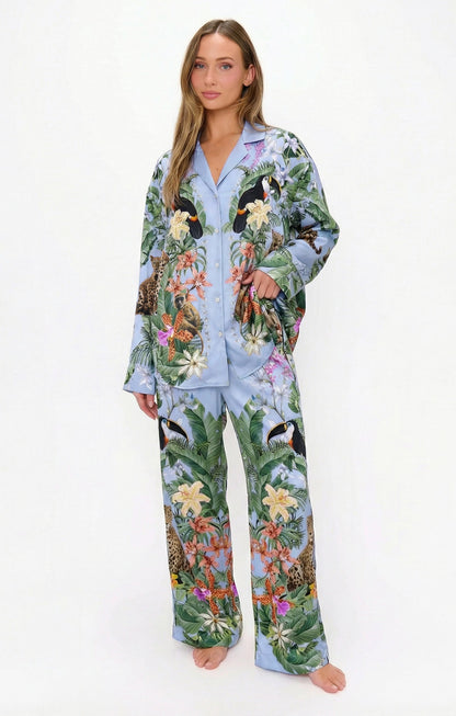 Overslept PJ Set ~ Wild Jungle Mirage Silky