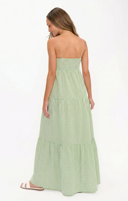 Long Weekend Maxi Dress ~ Field Green Gingham