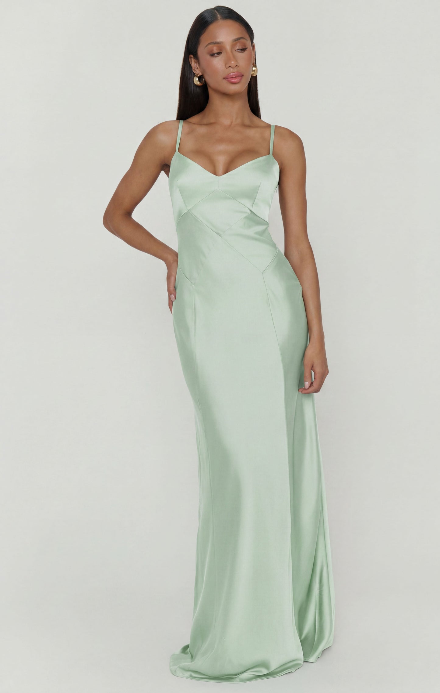 Logan Dress ~ Pistachio Luxe Satin