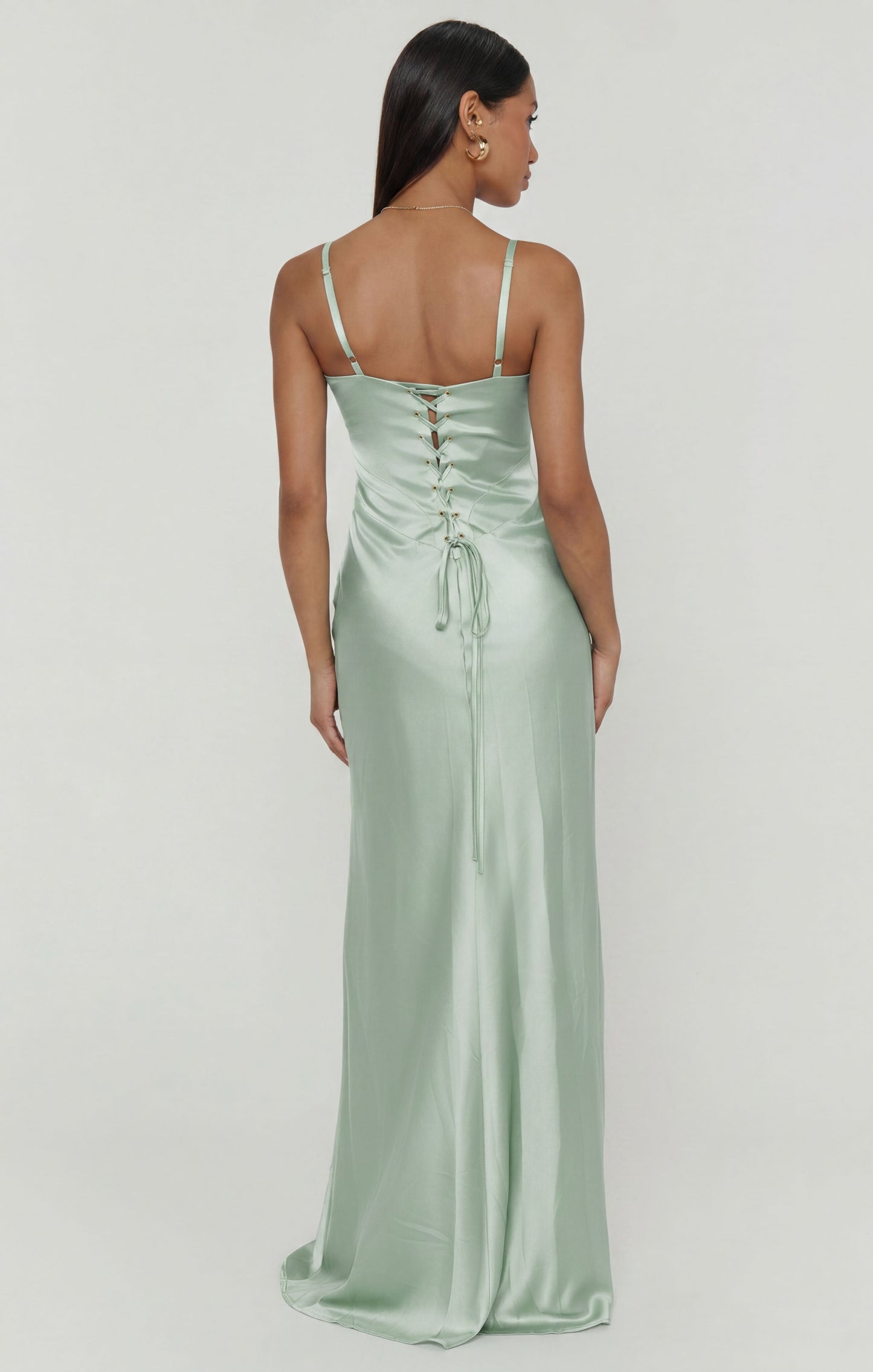 Logan Dress ~ Pistachio Luxe Satin
