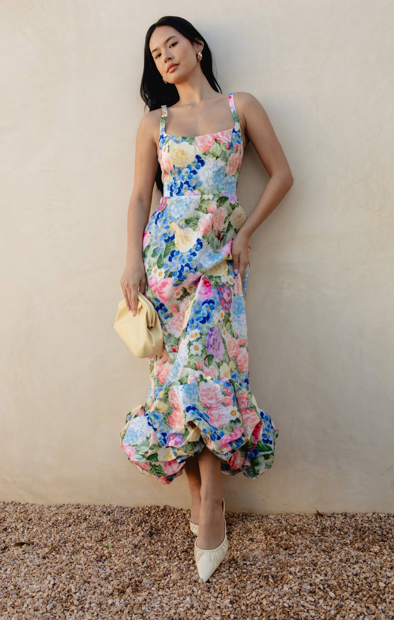 Rebecca Midi Dress ~ Flower Shop Taffeta