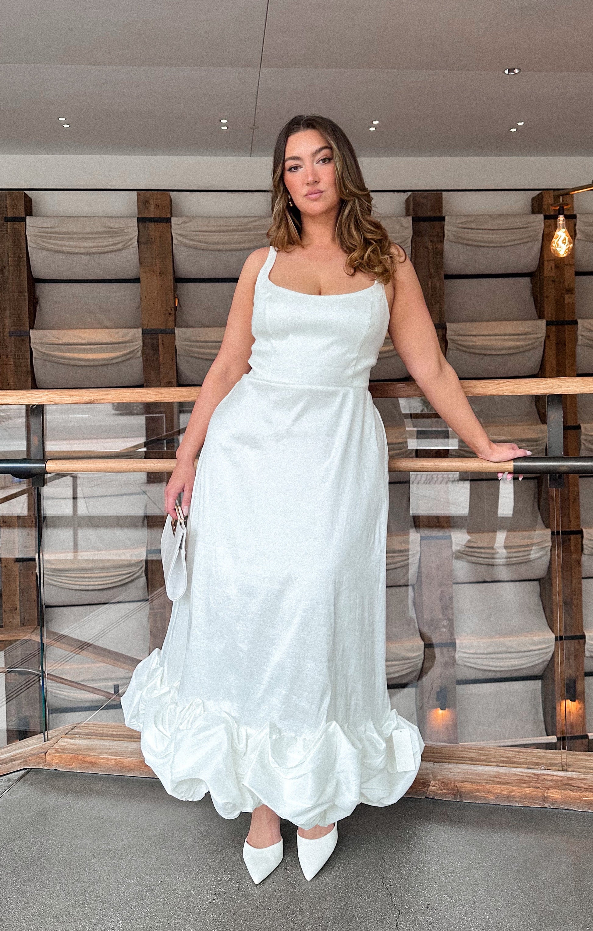 Rebecca Midi Dress ~ White Taffeta