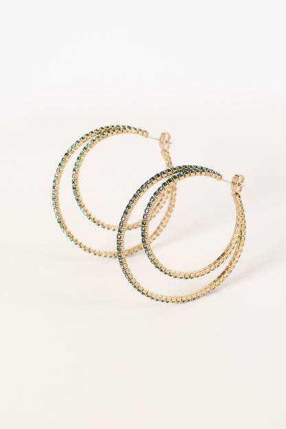 Dancer Double Hoop Earrings - Green
