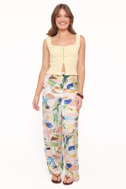 Alba Wide Leg Pant - Cream Resort Isle