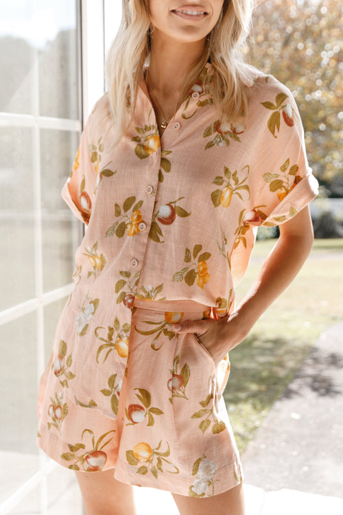 Cecily Tailored Shorts - Pink Floral