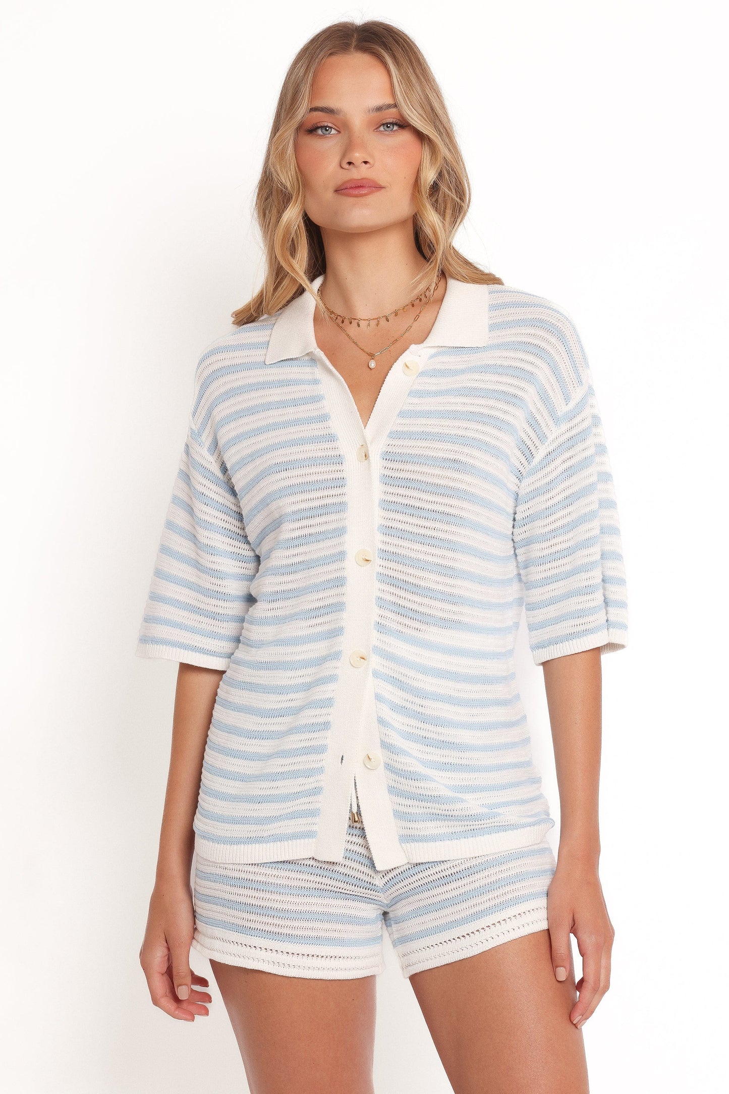Cherie Knit Short - Cream Sky Blue