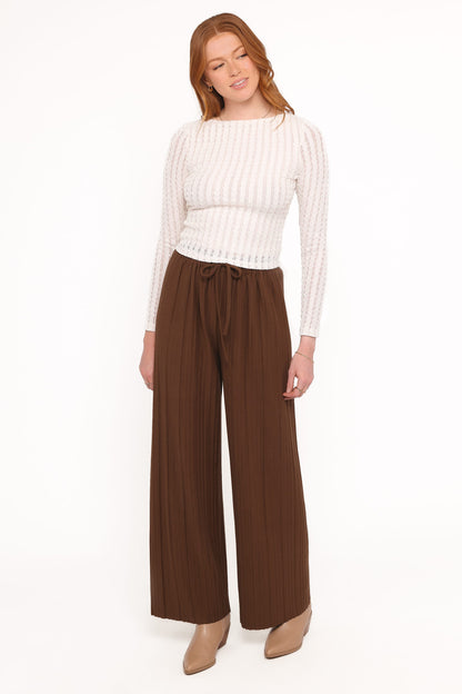 Davis Pleated Knit Pant - Brown