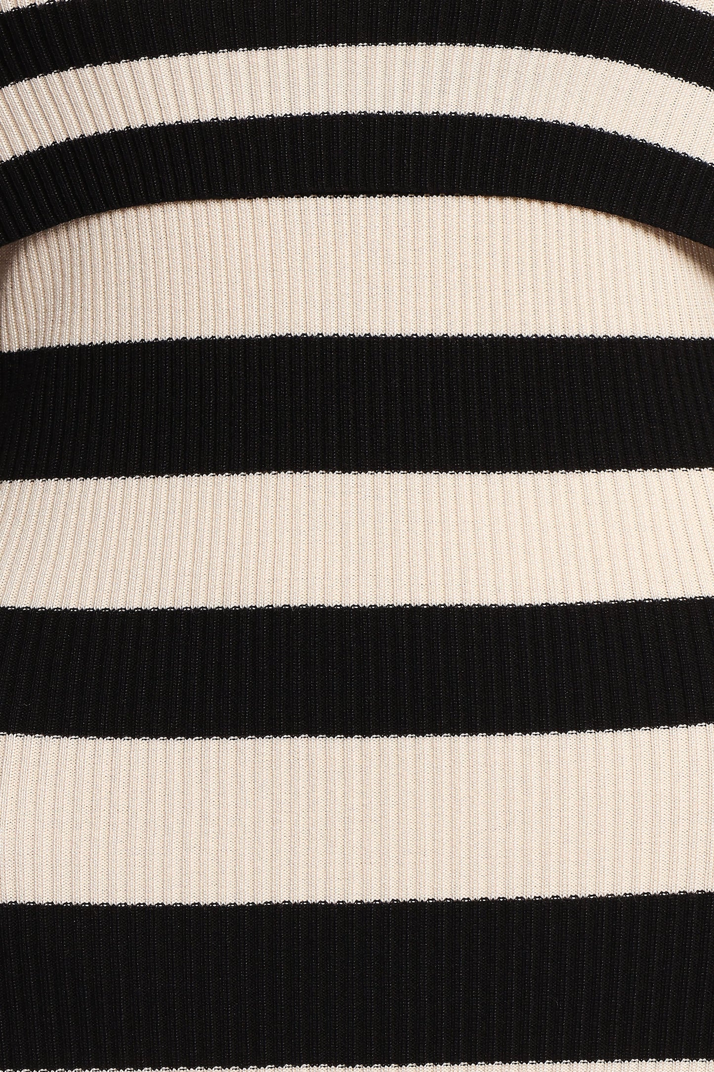 Banks Off Shoulder Knit Dress - Black Cream Stripe