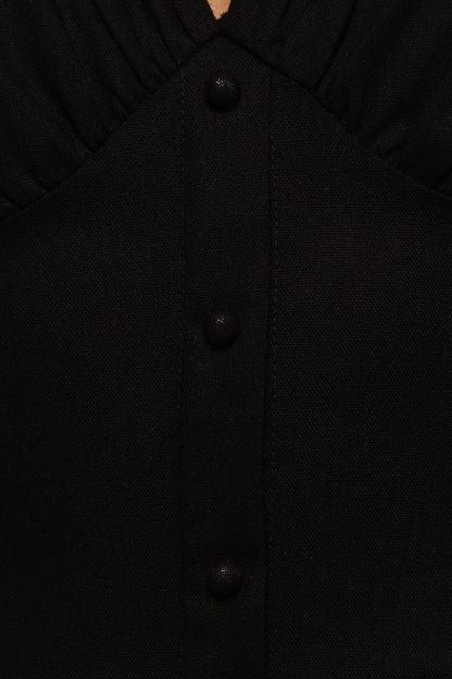 Barbara Midi Button Down Dress - Black
