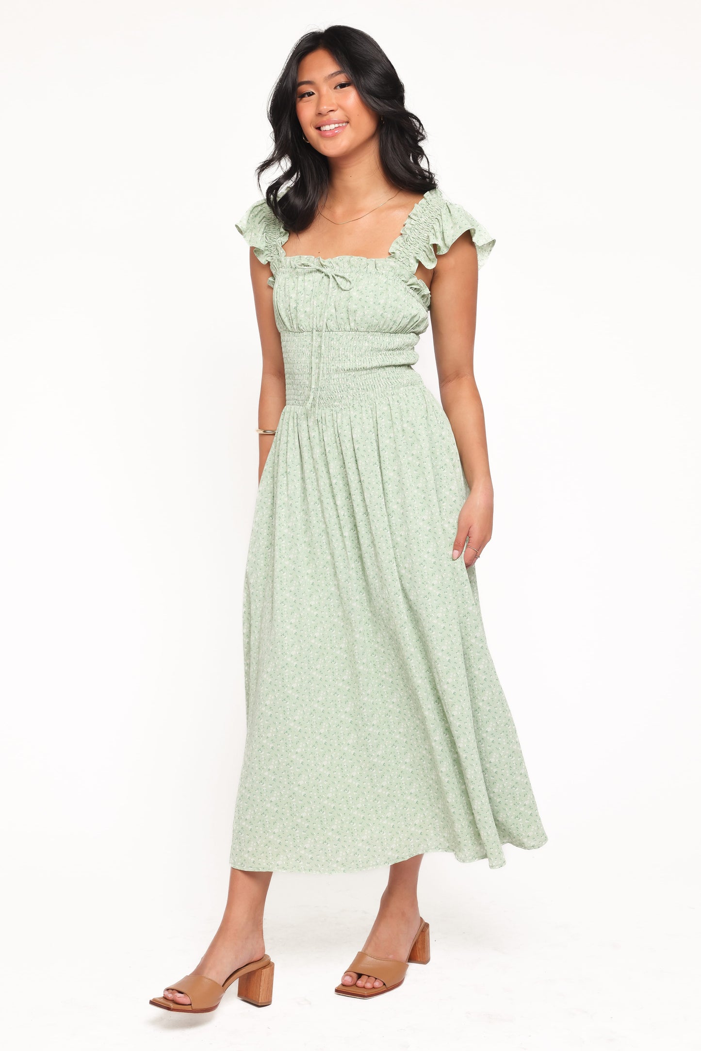 Bronte Midi Dress - Green Floral