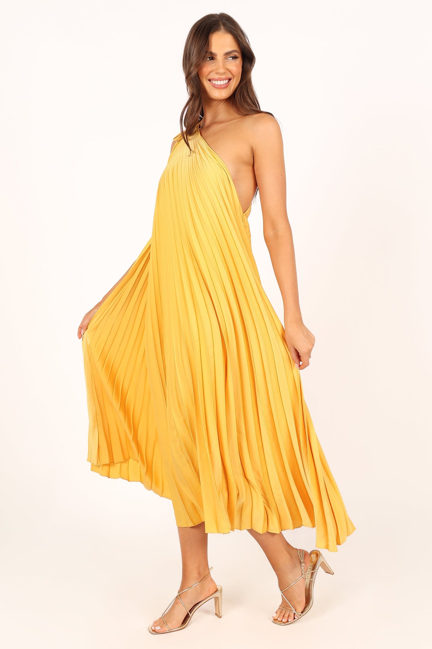 Cali One Shoulder Midi Dress - Saffron