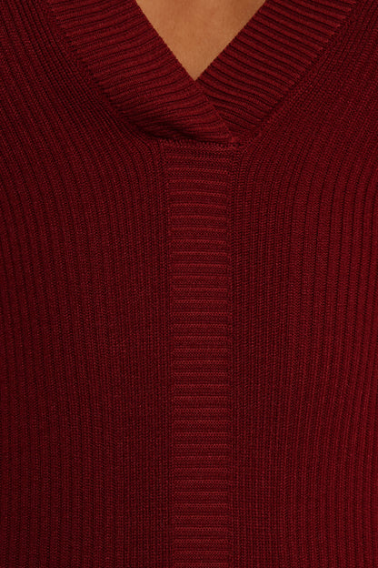 Collins Long Sleeve Midi Dress - Wine